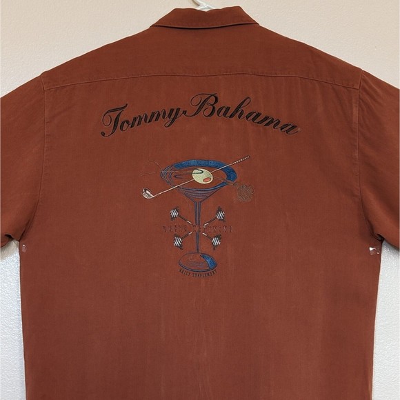 Tommy Bahama Other - Tommy Bahama Basic Training Silk Shirt Men's L Martini Glass Golf Club Weights